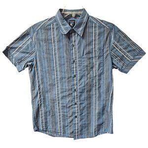 Kuhl Suncel Shirt Mens Sm S Blue Striped Short Sleeve Hiking Outdoor Button Up